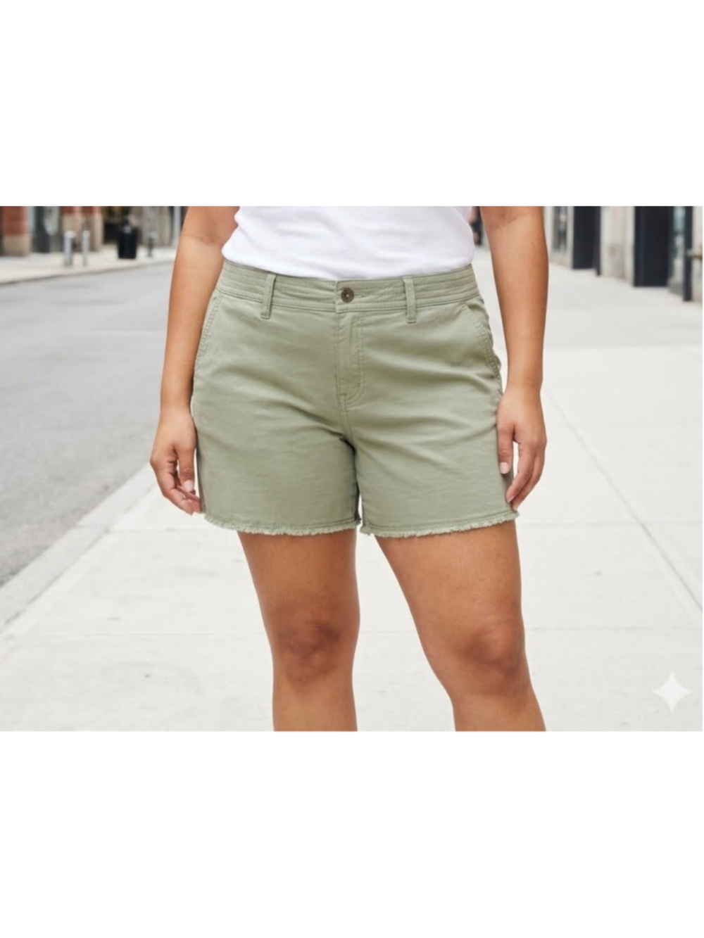Women's Prana Green Shorts Sancho Shorts Raw Hem size 14 NEW 5’ in Inseam - Picture 2 of 12